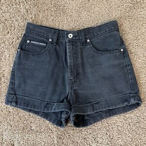 Women's Vintage High Waisted Black Denim Shorts